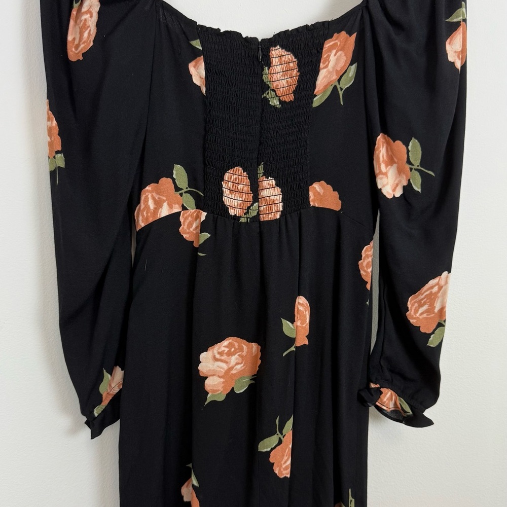 Reformation Amala Black Floral Mini Dress Sz 6